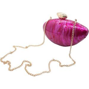 ⚡Women's Red Egg Metallic Evening Shiny Top Closure Trendy Clutch Handbags